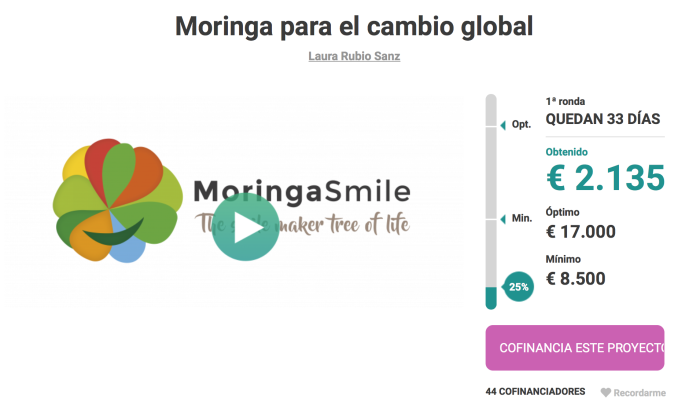 ¡Objetivo semana 1 #crowdfoundingmoringa conseguido!